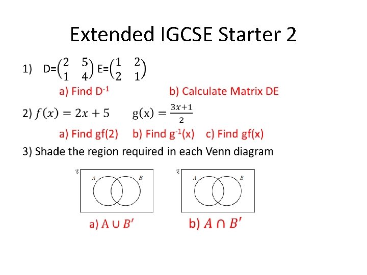 Extended IGCSE Starter 2 • 