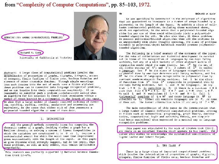 from “Complexity of Computer Computations”, pp. 85– 103, 1972. 