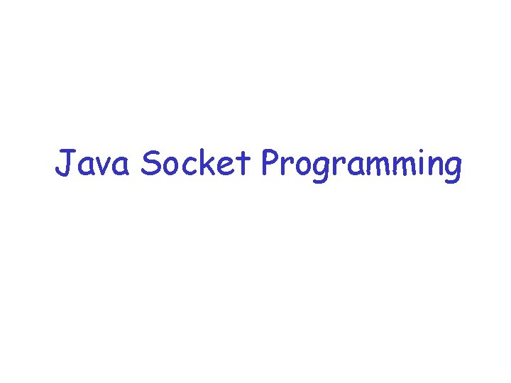 Java Socket Programming 