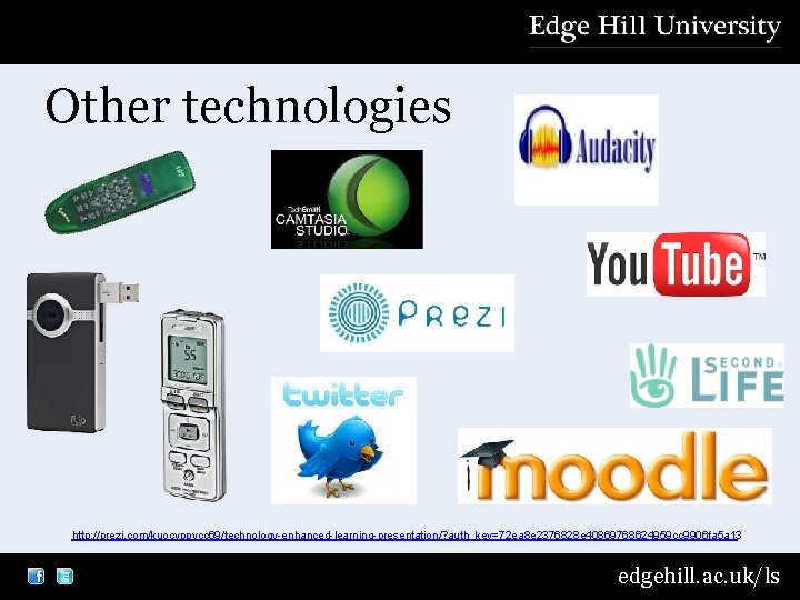 Other technologies http: //prezi. com/kuocyppvcc 69/technology-enhanced-learning-presentation/? auth_key=72 ea 8 e 2376828 e 40869768624959 cc