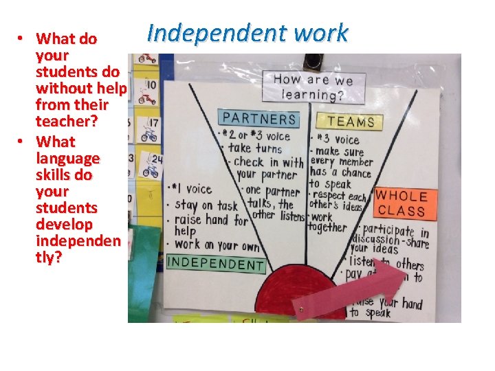  • What do your students do without help from their teacher? • What