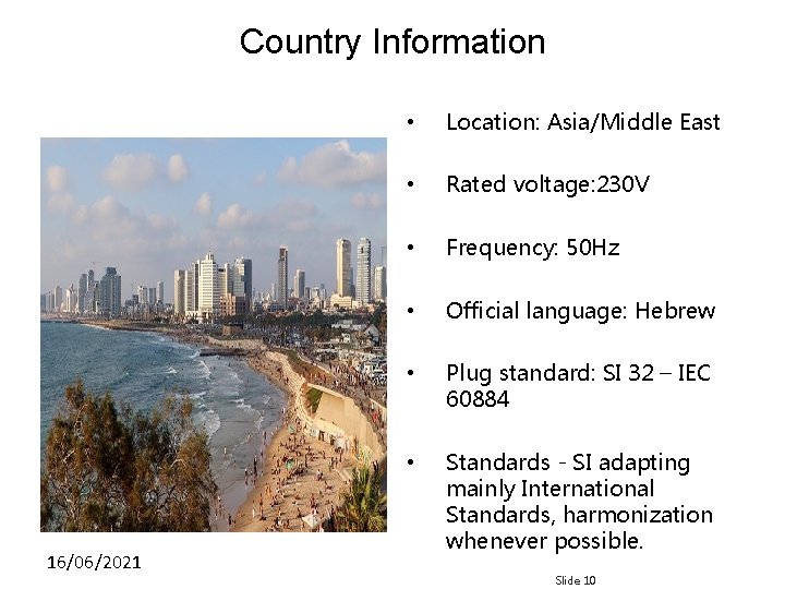 Country Information 16/06/2021 • Location: Asia/Middle East • Rated voltage: 230 V • Frequency: