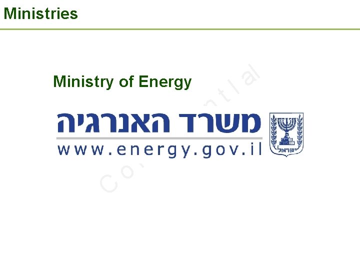 Ministries Ministry of Energy C o n f d I e n I t