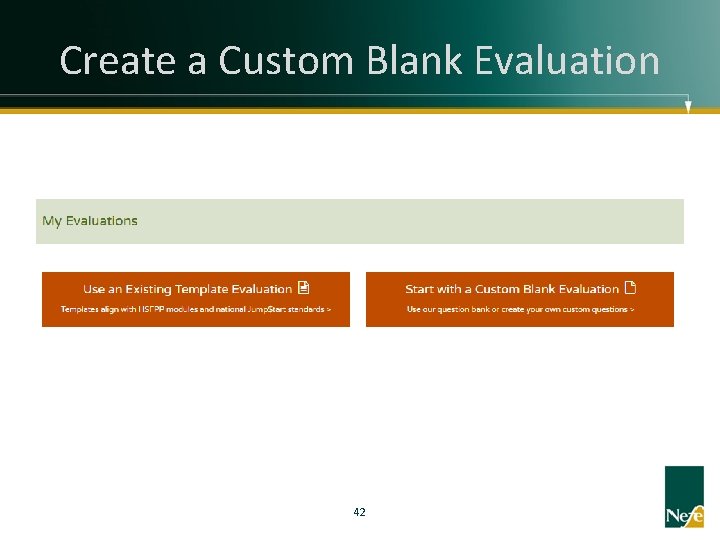 Create a Custom Blank Evaluation 42 
