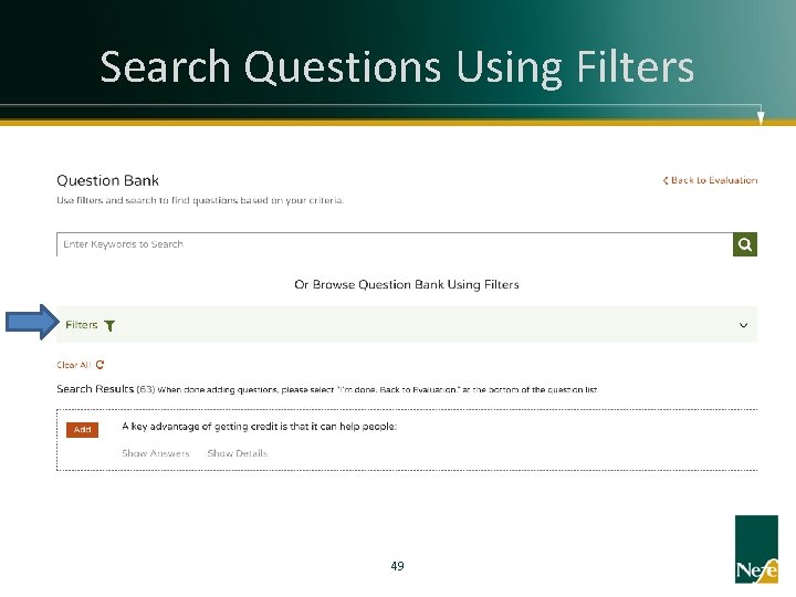 Search Questions Using Filters 49 