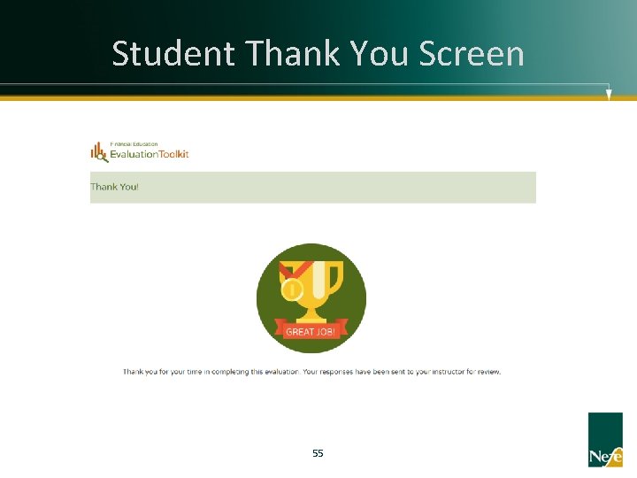 Student Thank You Screen 55 
