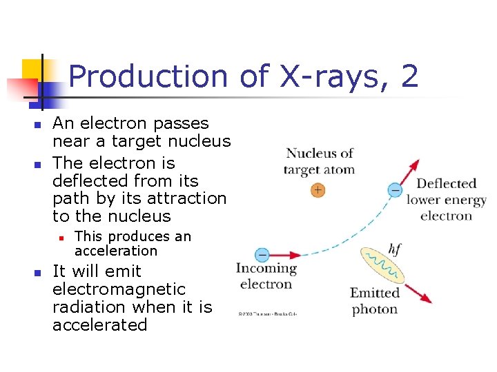 Production of X-rays, 2 n n An electron passes near a target nucleus The