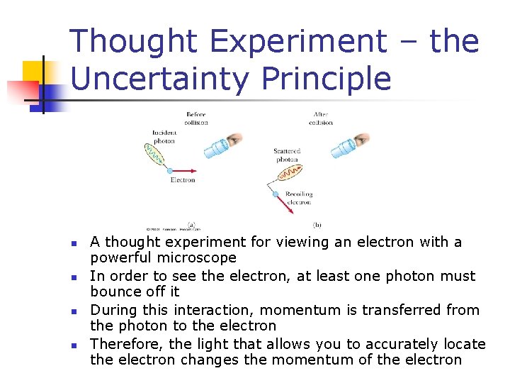 Thought Experiment – the Uncertainty Principle n n A thought experiment for viewing an