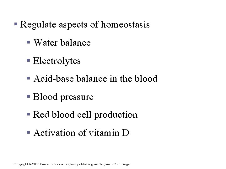 Functions of the Urinary System § Regulate aspects of homeostasis § Water balance § Functions of the Urinary System § Regulate aspects of homeostasis § Water balance §