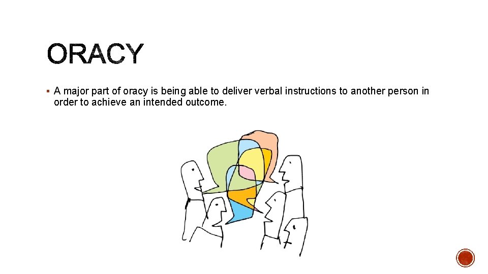 § A major part of oracy is being able to deliver verbal instructions to