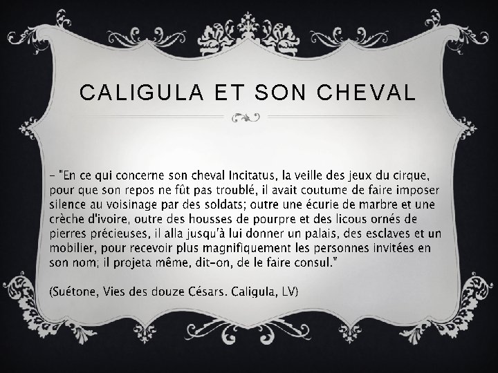 CALIGULA ET SON CHEVAL 