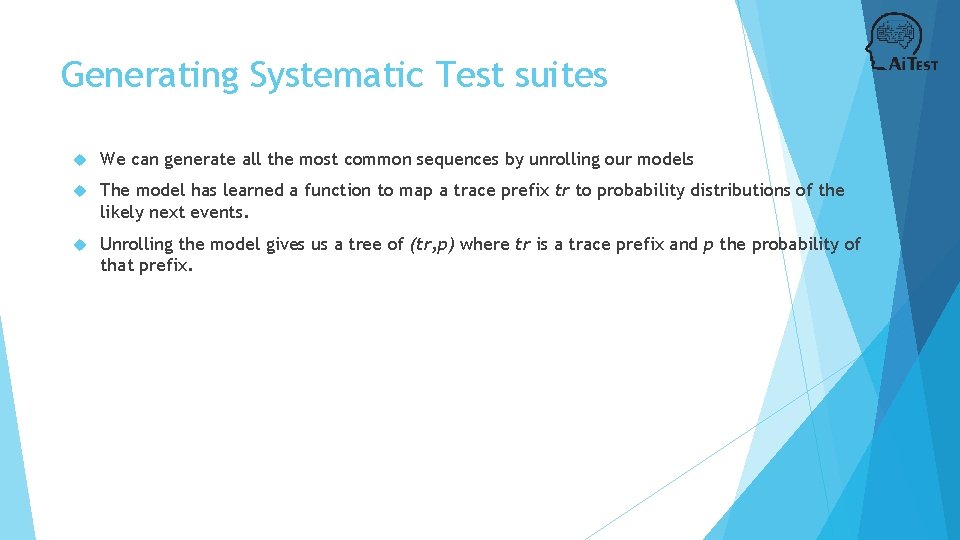 Generating Systematic Test suites We can generate all the most common sequences by unrolling
