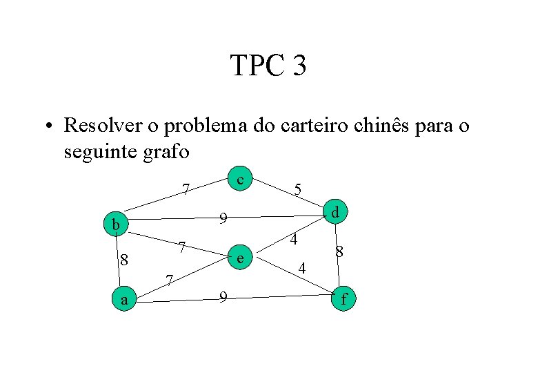TPC 3 • Resolver o problema do carteiro chinês para o seguinte grafo c