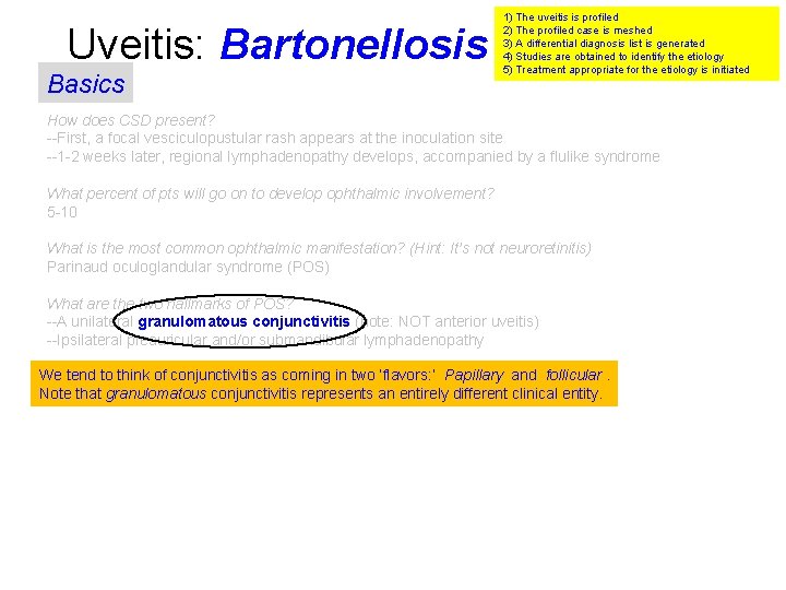 Uveitis: Bartonellosis Basics 1) The uveitis is profiled 2) The profiled case is meshed