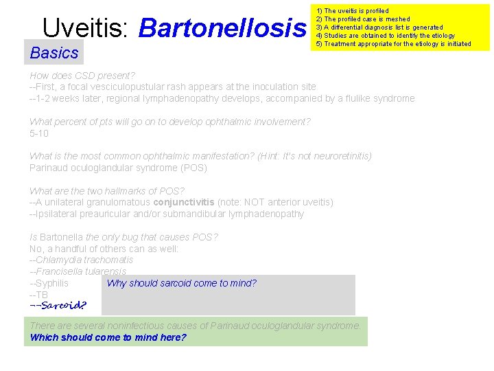 Uveitis: Bartonellosis Basics 1) The uveitis is profiled 2) The profiled case is meshed