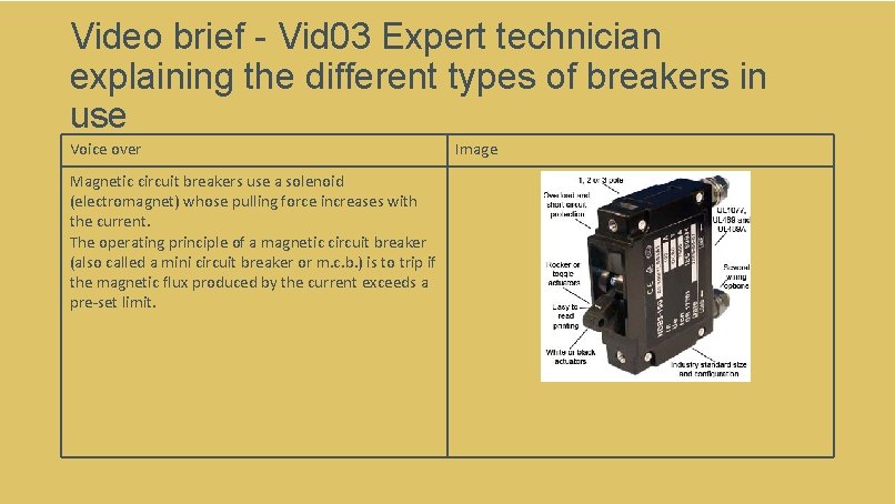 Video brief - Vid 03 Expert technician explaining the different types of breakers in