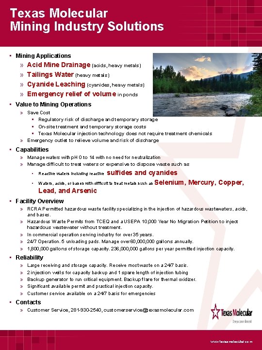 Texas Molecular Mining Industry Solutions • Mining Applications » » Acid Mine Drainage (acids, Texas Molecular Mining Industry Solutions • Mining Applications » » Acid Mine Drainage (acids,