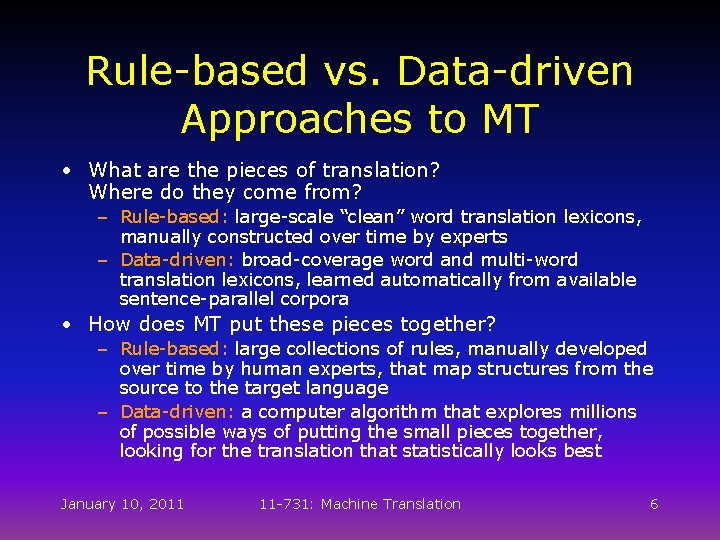 Machine Translation Introduction Alon Lavie Language Technologies Institute