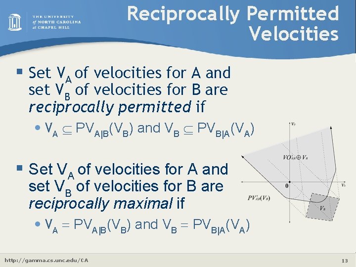 Reciprocally Permitted Velocities § Set VA of velocities for A and set VB of