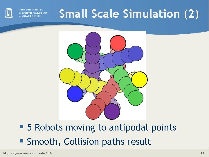 Small Scale Simulation (2) § 5 Robots moving to antipodal points § Smooth, Collision