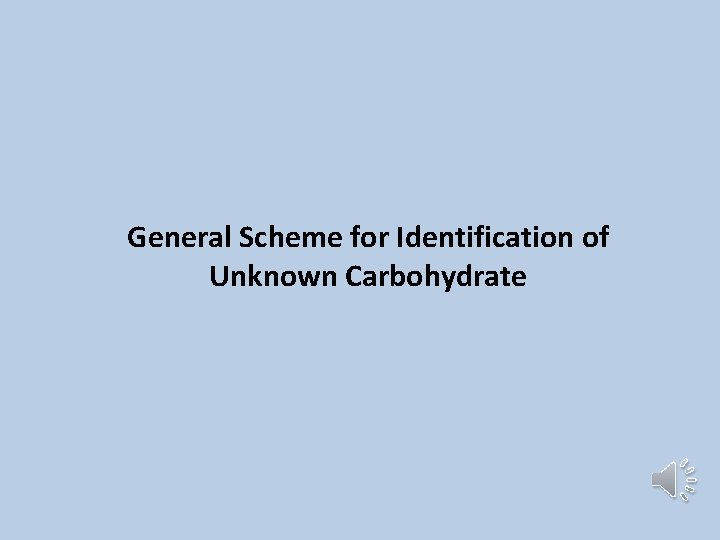 General Scheme for Identification of Unknown Carbohydrate 