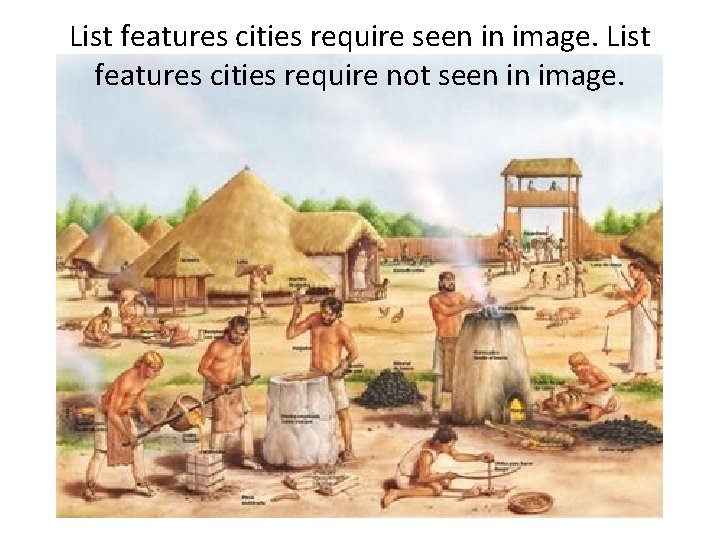 List features cities require seen in image. List features cities require not seen in