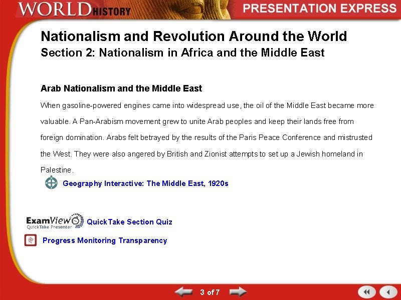 Nationalism and Revolution Around the World Section 2: Nationalism in Africa and the Middle