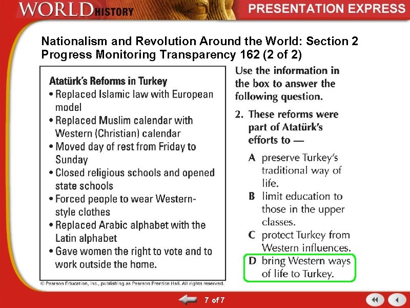 Nationalism and Revolution Around the World: Section 2 Progress Monitoring Transparency 162 (2 of