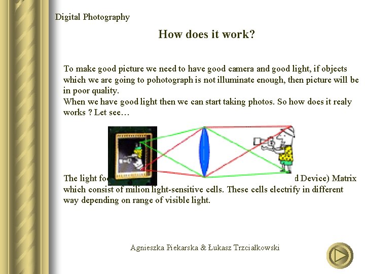 Digital Photography How does it work? To make good picture we need to have