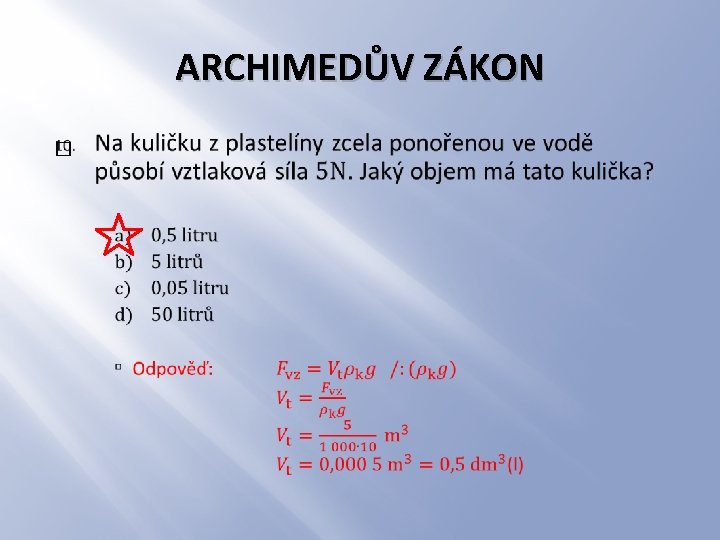 ARCHIMEDŮV ZÁKON � 