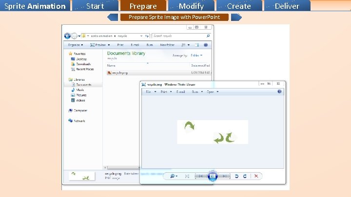 Sprite Animation Start Prepare Modify Prepare Sprite Image with Power. Point Create Deliver 