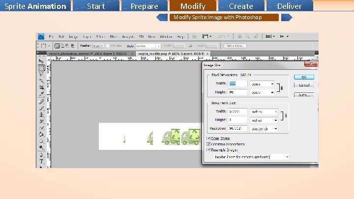Sprite Animation Start Prepare Modify Create Modify Sprite Image with Photoshop Deliver 
