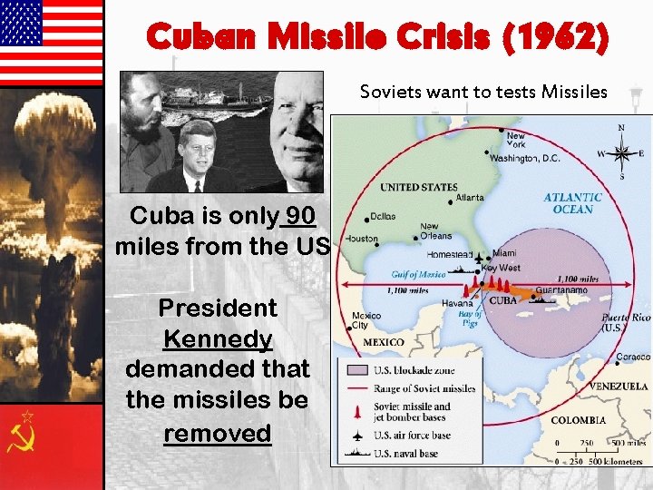 Cuban Missile Crisis (1962) Soviets want to tests Missiles Cuba is only 90 miles