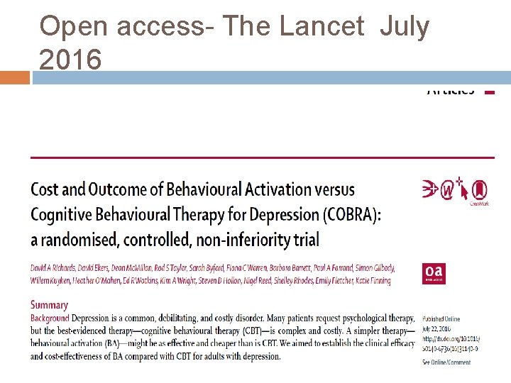 Open access- The Lancet July 2016 