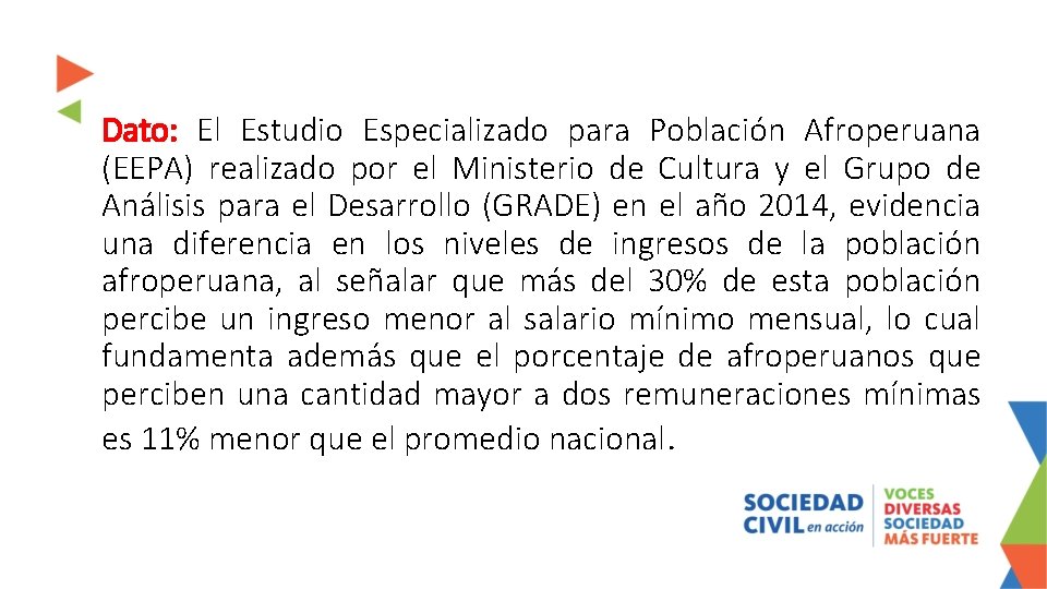 Dato: El Estudio Especializado para Población Afroperuana (EEPA) realizado por el Ministerio de Cultura