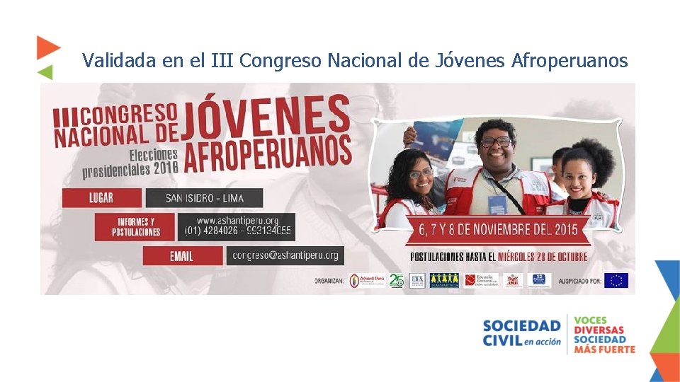 Validada en el III Congreso Nacional de Jóvenes Afroperuanos 