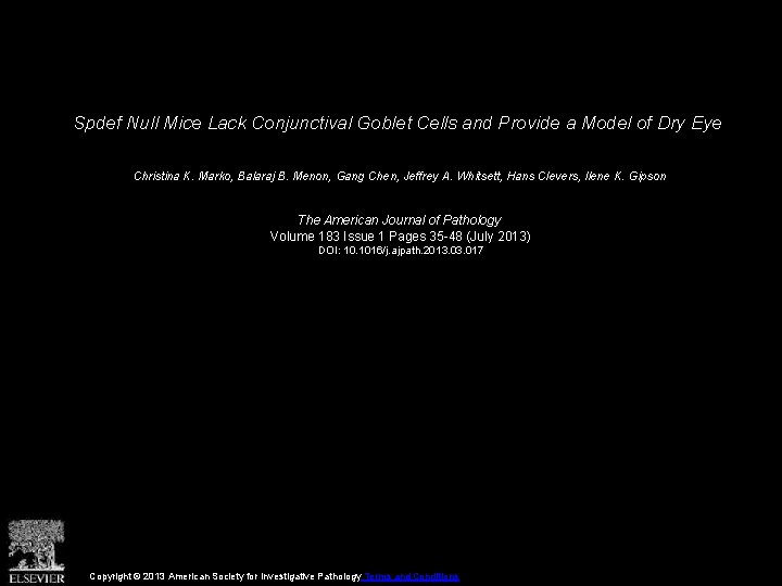 Spdef Null Mice Lack Conjunctival Goblet Cells and Provide a Model of Dry Eye