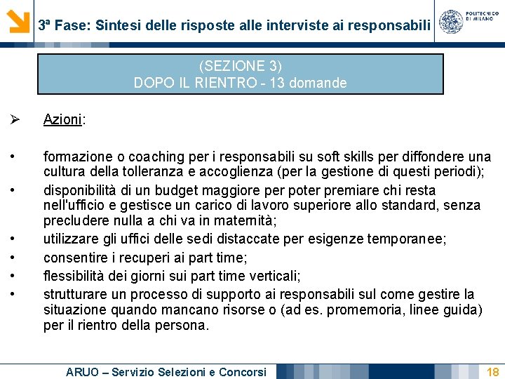 3ª Fase: Sintesi delle risposte alle interviste ai responsabili (SEZIONE 3) DOPO IL RIENTRO