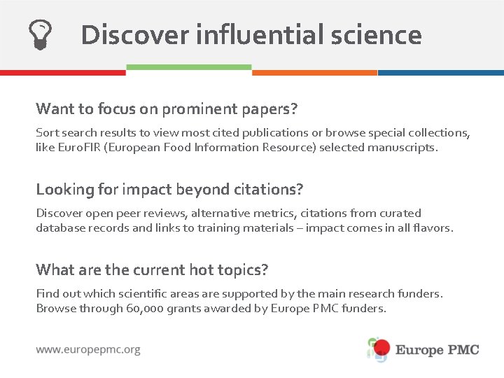 Discover influential science Want to focus on prominent papers? Sort search results to view
