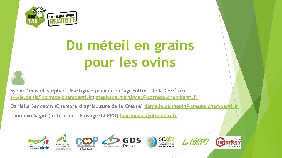 Du méteil en grains pour les ovins Sylvie Denis et Stéphane Martignac (chambre d’agriculture