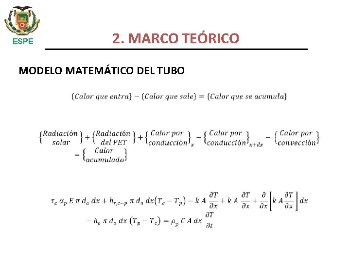 ESPE 2. MARCO TEÓRICO MODELO MATEMÁTICO DEL TUBO 