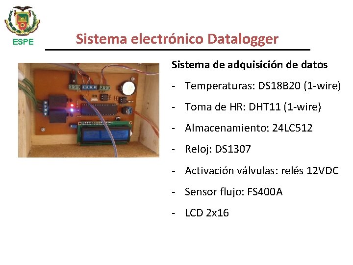 ESPE Sistema electrónico Datalogger Sistema de adquisición de datos - Temperaturas: DS 18 B