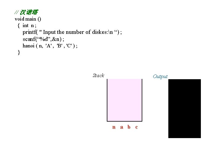 // 汉诺塔 void main () { int n ; printf( " Input the number