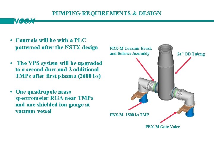 NCSX PUMPING REQUIREMENTS & DESIGN • Controls will be with a PLC patterned after