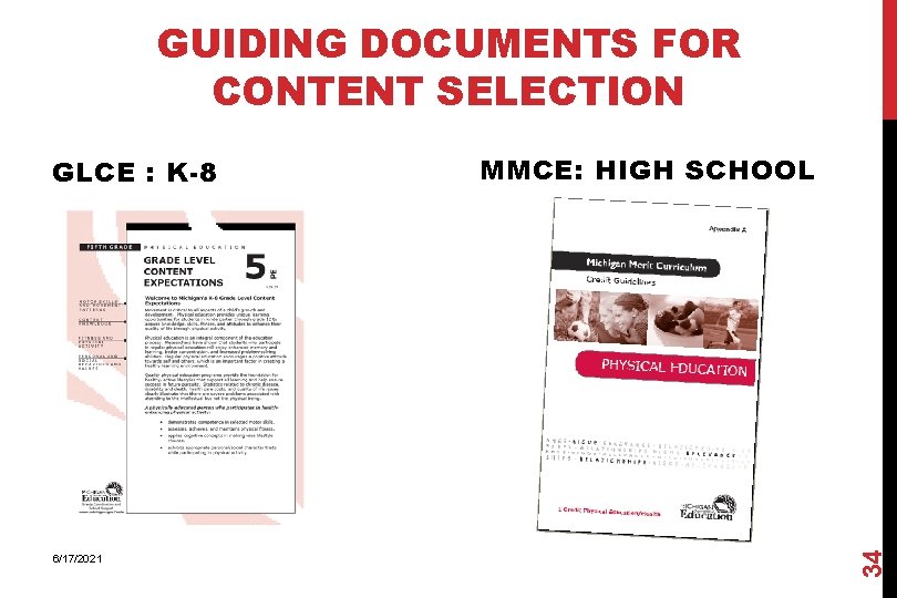 GUIDING DOCUMENTS FOR CONTENT SELECTION 6/17/2021 MMCE: HIGH SCHOOL 34 GLCE : K-8 