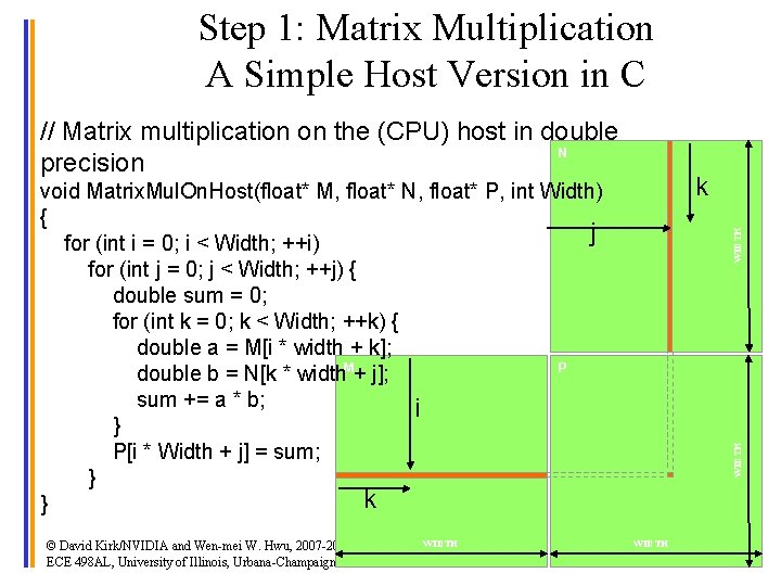 Step 1: Matrix Multiplication A Simple Host Version in C // Matrix multiplication on
