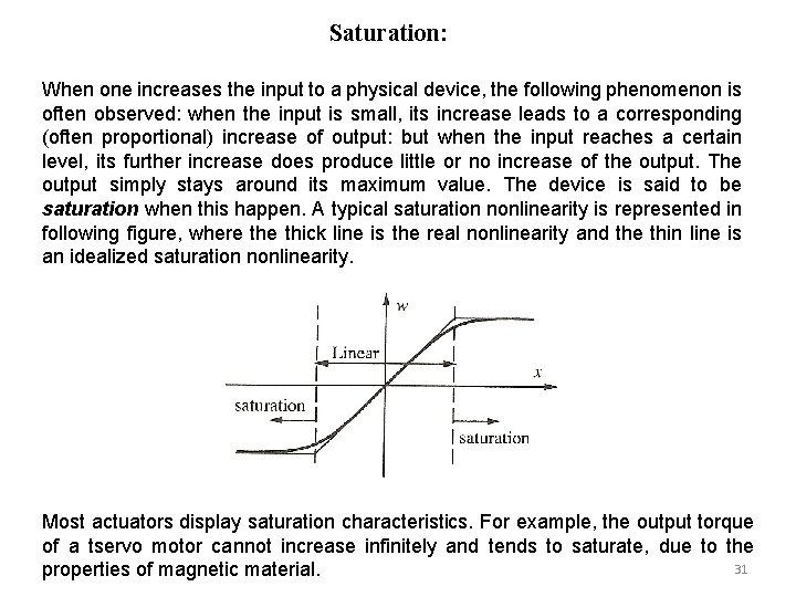 Saturation: When one increases the input to a physical device, the following phenomenon is