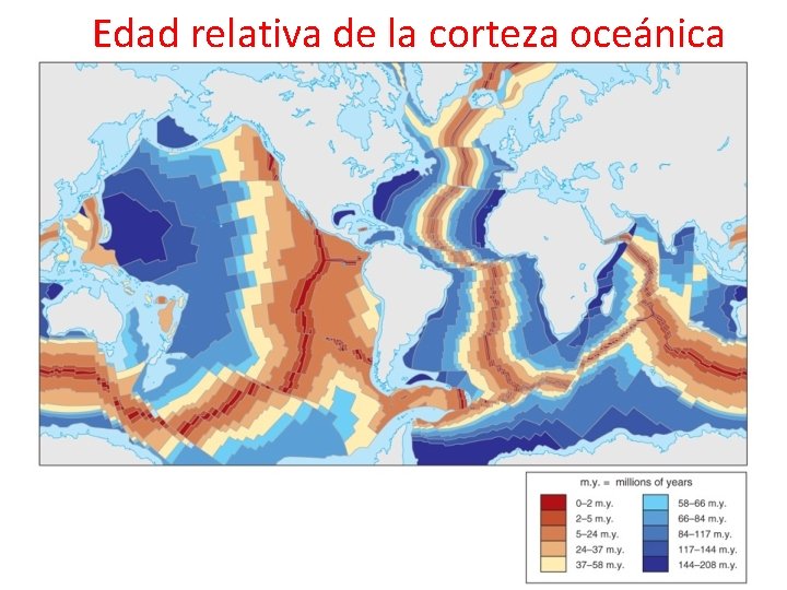 Edad relativa de la corteza oceánica 