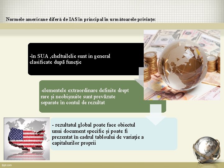 Normele americane diferă de IAS în principal în următoarele privințe: -în SUA , cheltuilelie