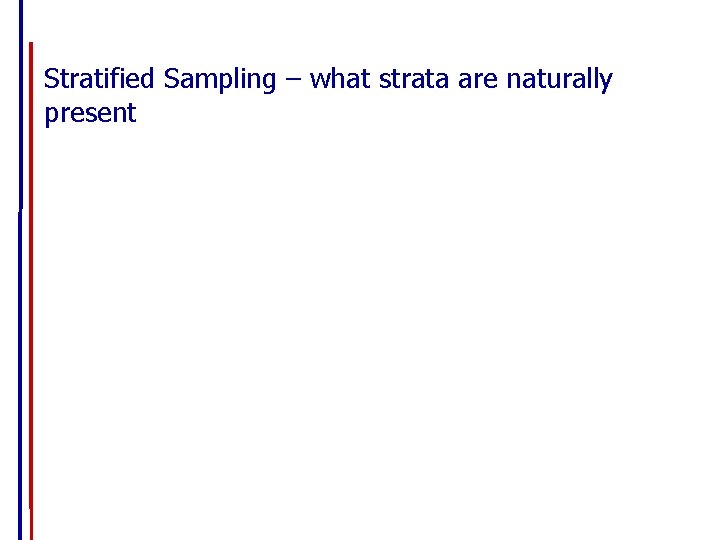 Stratified Sampling – what strata are naturally present 